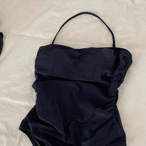 Navy Strapless one-piece swimsuit